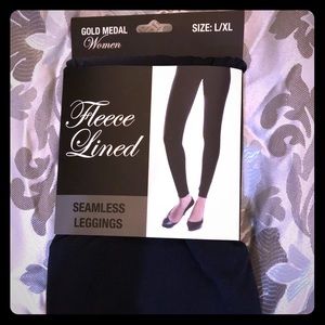 NEW Fleece Lined Leggings Navy Blue Seamless L/XL